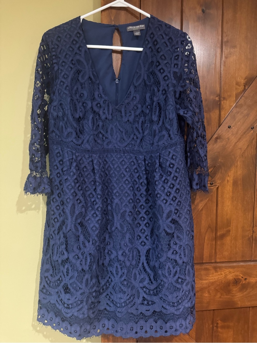 A Pea in the Pod Navy Lace Long Sleeve Maternity Dress